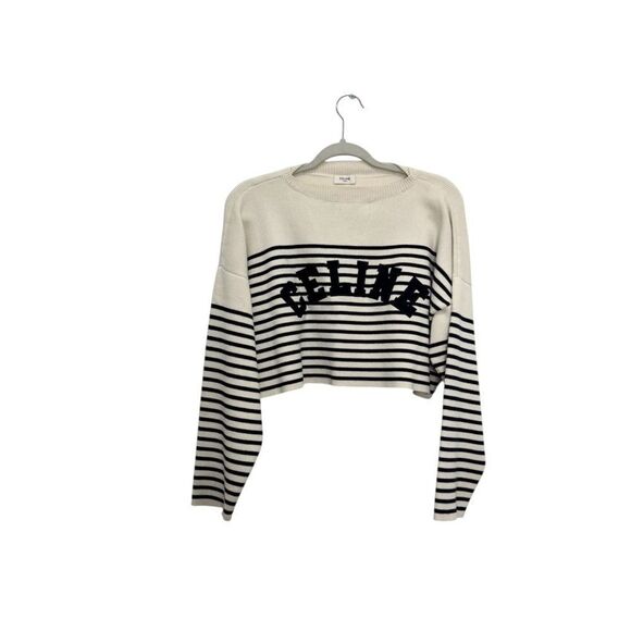 RARE! CELINE CROPPED SWEATER in Blue stripes - Picture 6 of 10